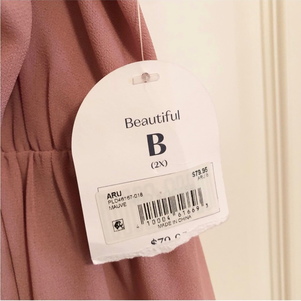 NWT Arula Long Sleeve Mauve Flowy Boho Dress 2X Dusty Rose Smocked Blush Pink - Picture 4 of 6